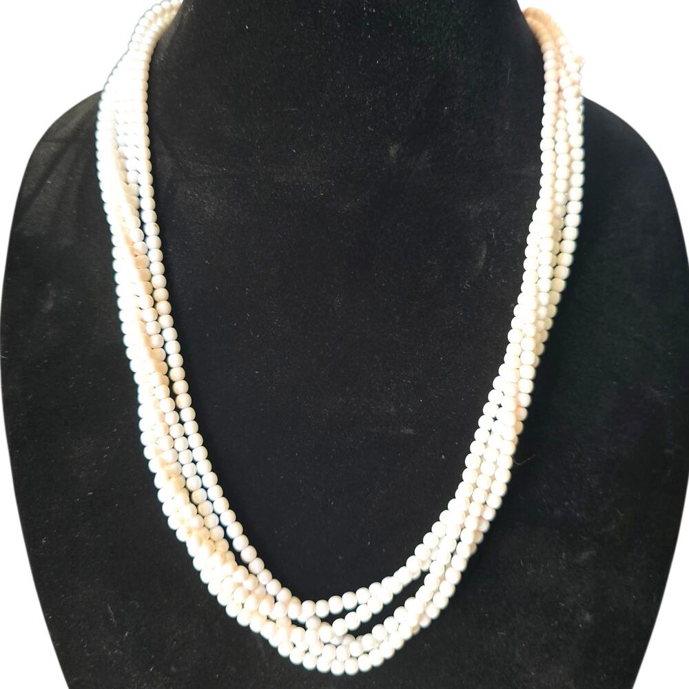 Necklace Napier White Multi Strand Vintage Layered 22" SKU 3019